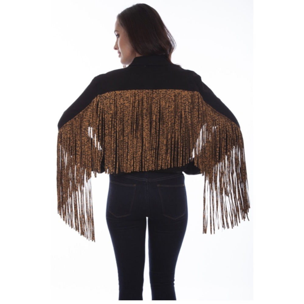 COPY - Black Leopard fringe Jacket